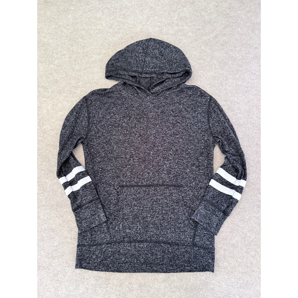 Old Navy Kids Large 10-12 Gray Space Dye Varsity Stripe Pullover Hoodie